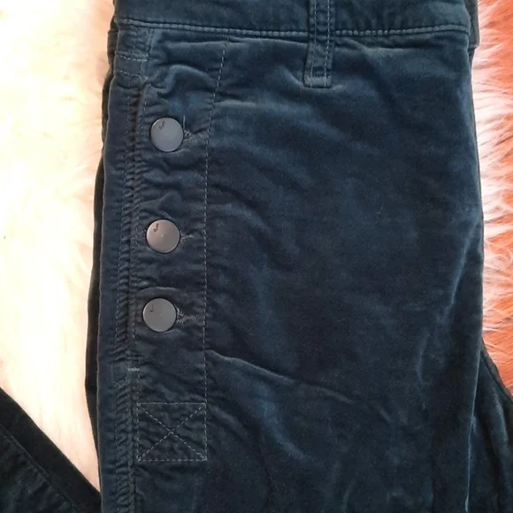 J Brand Forrest Green Velvet Flat Front Button Skinny Pants - Picture 3 of 6